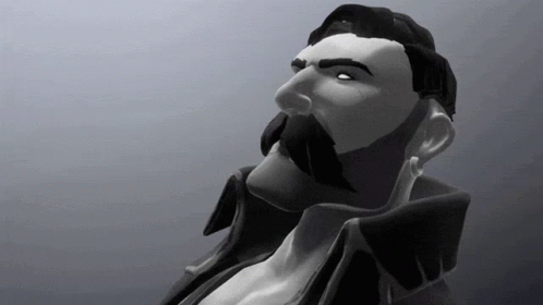 A Black And White Photo Of A Man With A Beard Wearing A Jacket GIF