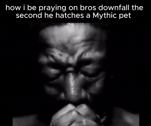 A Black And White Photo Of A Man With A Caption That Says How I Be Praying On Bros Downfall GIF