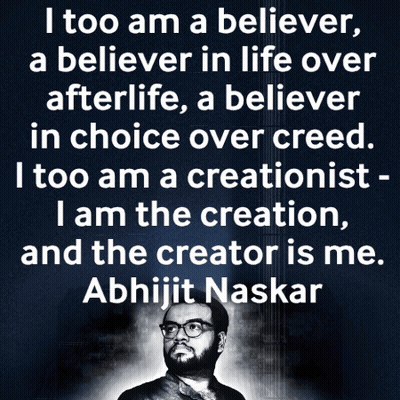 A Black And White Photo Of A Man With Glasses And A Quote By Abhijit Naskar GIF