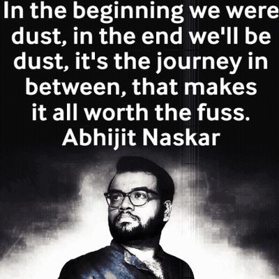 A Black And White Photo Of A Man With Glasses And A Quote From Abhijit Naskar GIF