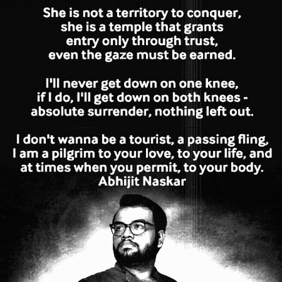 A Black And White Photo Of A Man With Glasses And A Quote From Abhijit Naskar GIF