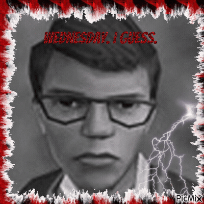 A Black And White Photo Of A Man With Glasses And The Words Wednesday Class Above Him GIF