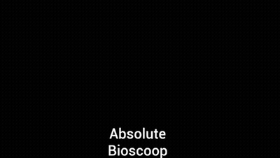 A Black And White Photo Of A Man With His Hands In The Air And The Words Absolute Bioscoop On The Bottom GIF