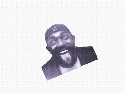 A Black And White Photo Of A Man With His Tongue Out GIF