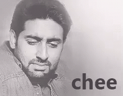 A Black And White Photo Of A Man With The Word Chee In The Corner GIF