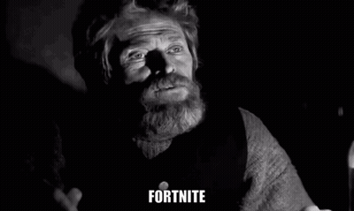 A Black And White Photo Of A Man With The Word Fortnite Written On The Bottom GIF