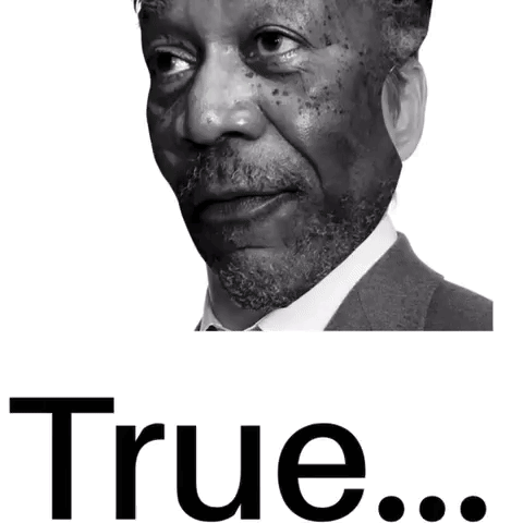 A Black And White Photo Of A Man With The Word True On The Bottom Right GIF