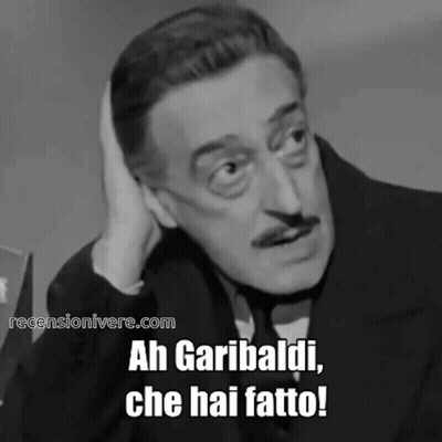 A Black And White Photo Of A Man With The Words Ah Garibaldi Che Hai Fatto On The Bottom GIF