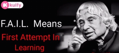 A Black And White Photo Of A Man With The Words Fail Means First Attempt In Learning On The Bottom GIF