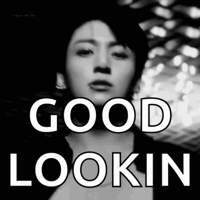 A Black And White Photo Of A Man With The Words Good Lookin On It GIF
