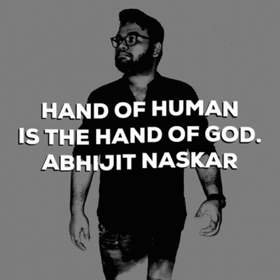 A Black And White Photo Of A Man With The Words Hand Of Human Is The Hand Of God Above Him GIF