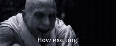 A Black And White Photo Of A Man With The Words How Exciting Written Below Him GIF