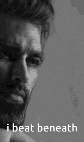 A Black And White Photo Of A Man With The Words I Beat Beneath GIF