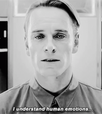A Black And White Photo Of A Man With The Words I Understand Human Emotions GIF
