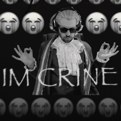 A Black And White Photo Of A Man With The Words Im Crine Written On The Bottom GIF