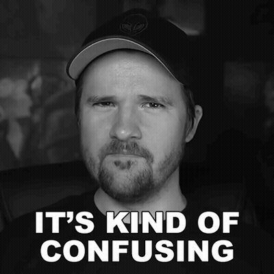 A Black And White Photo Of A Man With The Words It 'S Kind Of Confusing Above Him GIF