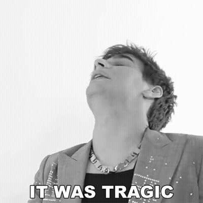 A Black And White Photo Of A Man With The Words It Was Tragic On The Bottom GIF