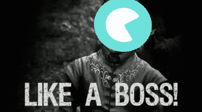 A Black And White Photo Of A Man With The Words Like A Boss Written Below Him GIF