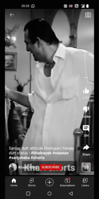 A Black And White Photo Of A Man With The Words Sanjay Dutt Attitude Dialogue At The Bottom GIF