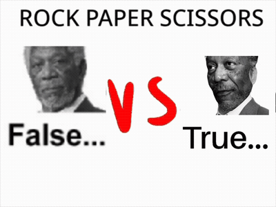 A Black And White Photo Of A Man With The Words True And False Below Him GIF