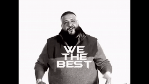 A Black And White Photo Of A Man With The Words We The Best On His Shirt GIF