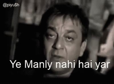 A Black And White Photo Of A Man With The Words Ye Manly Nahi Hai Yar Written Below Him GIF