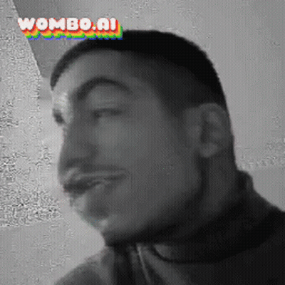 A Black And White Photo Of A Man With Wombo.ai Written On The Bottom Right GIF