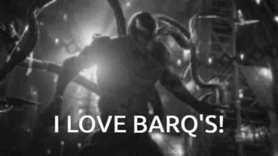 A Black And White Photo Of A Monster With The Words `` I Love Barq 'S '' Written Below It . GIF