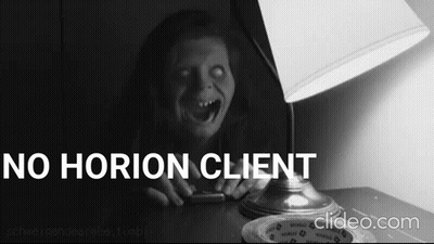A Black And White Photo Of A Monster With The Words " No Horion Client " On The Bottom GIF