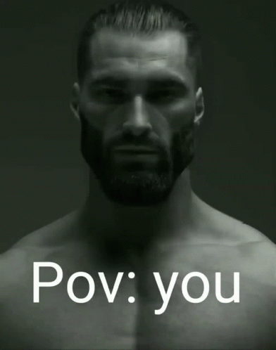 A Black And White Photo Of A Muscular Man With The Caption Pov You GIF