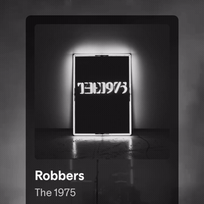 A Black And White Photo Of A Neon Sign That Says Robbers The 1975 GIF
