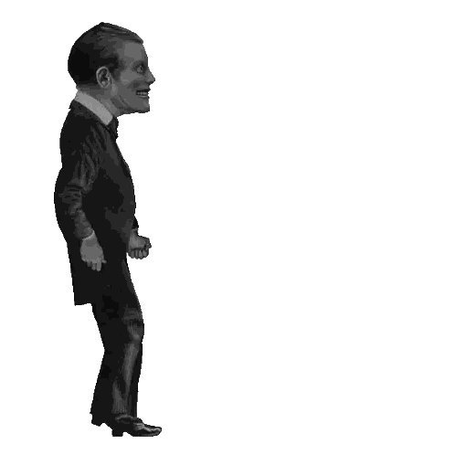 A Black And White Photo Of A Person In A Suit Sticker