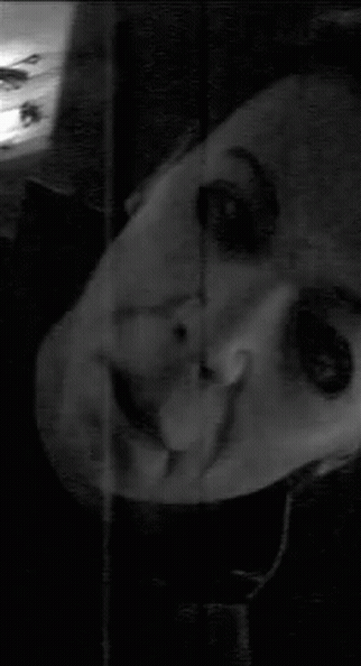 A Black And White Photo Of A Person 'S Face With Their Eyes Closed GIF