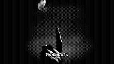 A Black And White Photo Of A Person 'S Finger With A Butterfly On It GIF