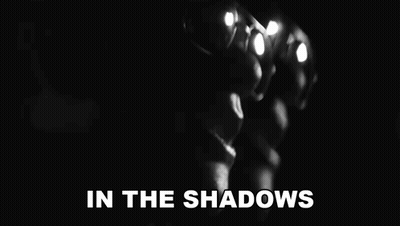 A Black And White Photo Of A Person With The Words In The Shadows Below Them GIF