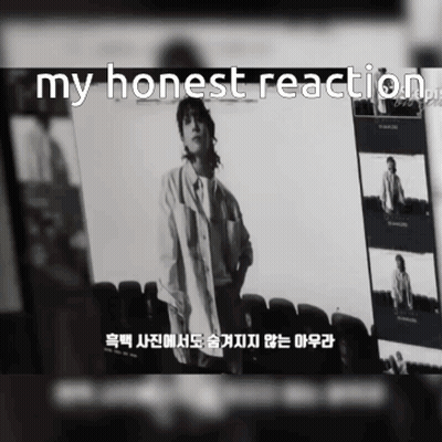 A Black And White Photo Of A Person With The Words My Honest Reaction GIF