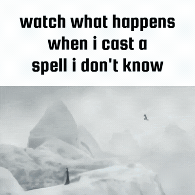 A Black And White Photo Of A Person With The Words Watch What Happens When I Cast A Spell I Don 'T Know GIF