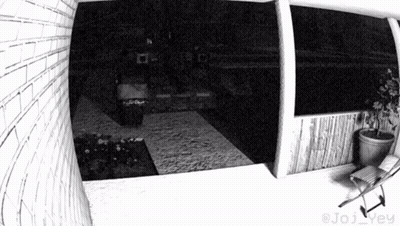 A Black And White Photo Of A Porch With The Hashtag @Joi_rey On The Bottom Right GIF