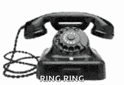 A Black And White Photo Of A Ring Ring Telephone On A White Background . GIF