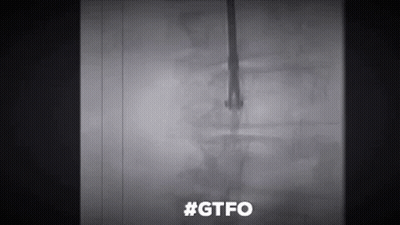 A Black And White Photo Of A Rocket Flying Through The Air With The Hashtag #Gtfo . GIF