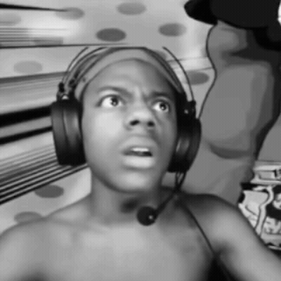 A Black And White Photo Of A Shirtless Man Wearing Headphones And A Headband GIF