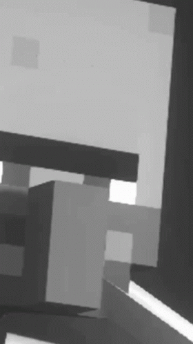 A Black And White Photo Of A Skeleton In A Minecraft Game . GIF