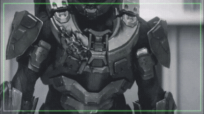 A Black And White Photo Of A Soldier With A Green Border Around It GIF