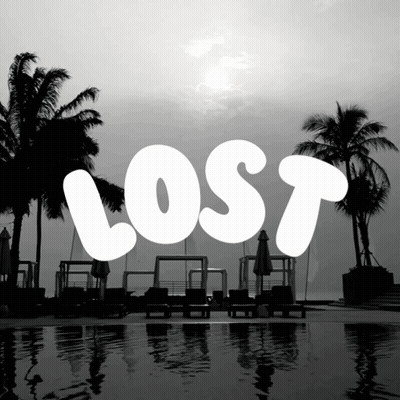 A Black And White Photo Of A Swimming Pool With The Word Lost GIF