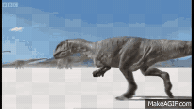 A Black And White Photo Of A T-Rex Running On A Makeagif.com Page GIF