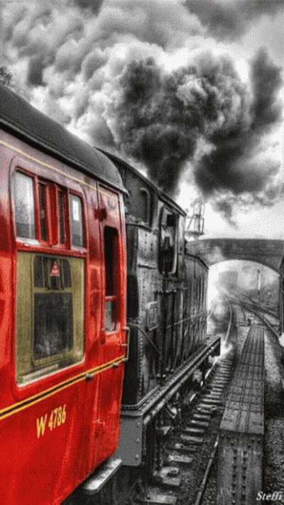 A Black And White Photo Of A Train With The Number W 4786 On The Side GIF