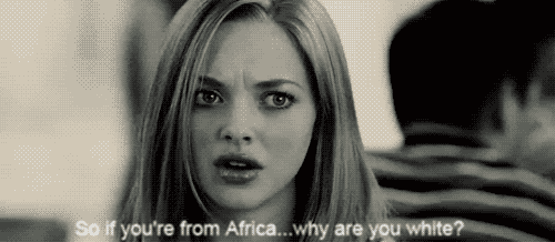 A Black And White Photo Of A Woman Asking Why Are You White GIF