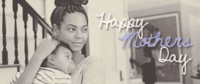 A Black And White Photo Of A Woman Holding A Baby With The Words Happy Mothers Day Written On It GIF
