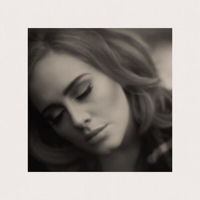 A Black And White Photo Of A Woman Looking Down GIF