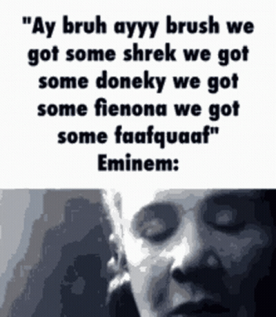 A Black And White Photo Of A Woman 'S Face With A Quote From Eminem . GIF